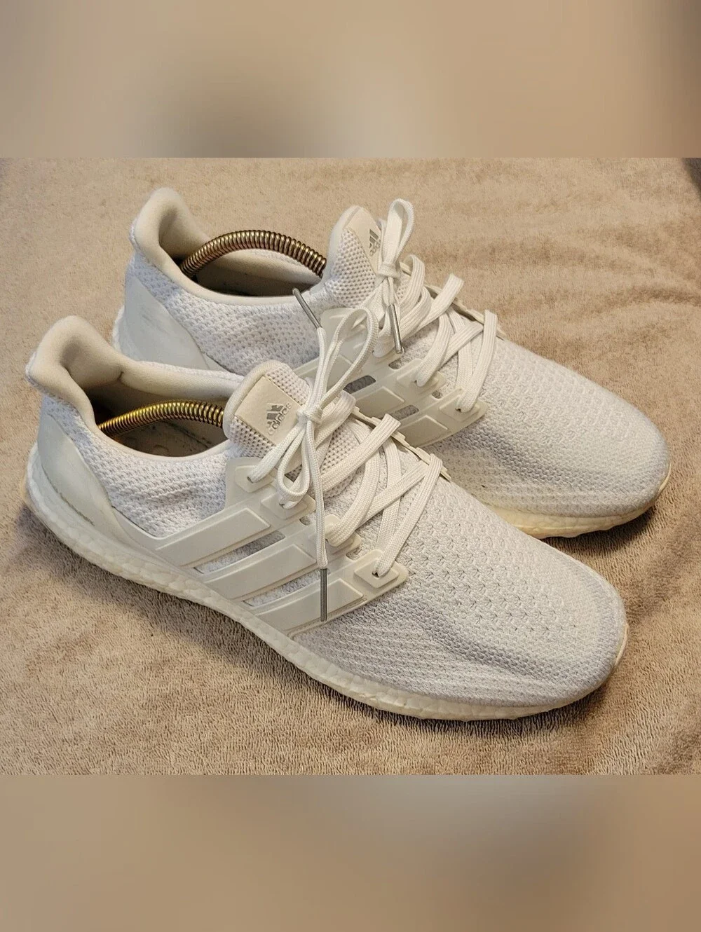 Adidas Ultra Boost White Men’s Running Sneakers Breathable Knit Athletic Shoes